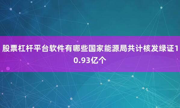 股票杠杆平台软件有哪些国家能源局共计核发绿证10.93亿个