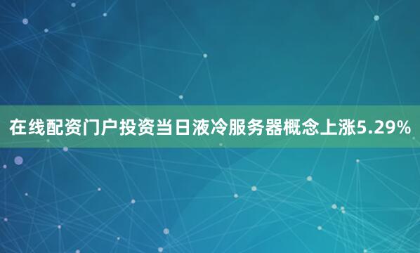 在线配资门户投资当日液冷服务器概念上涨5.29%